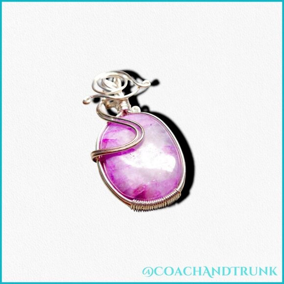 NATURAL RHODOCHROSITE Handcrafted Detailed Silver Metal Work & Sterling Chain - Picture 7 of 8